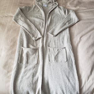 Long duster open sweater with hood